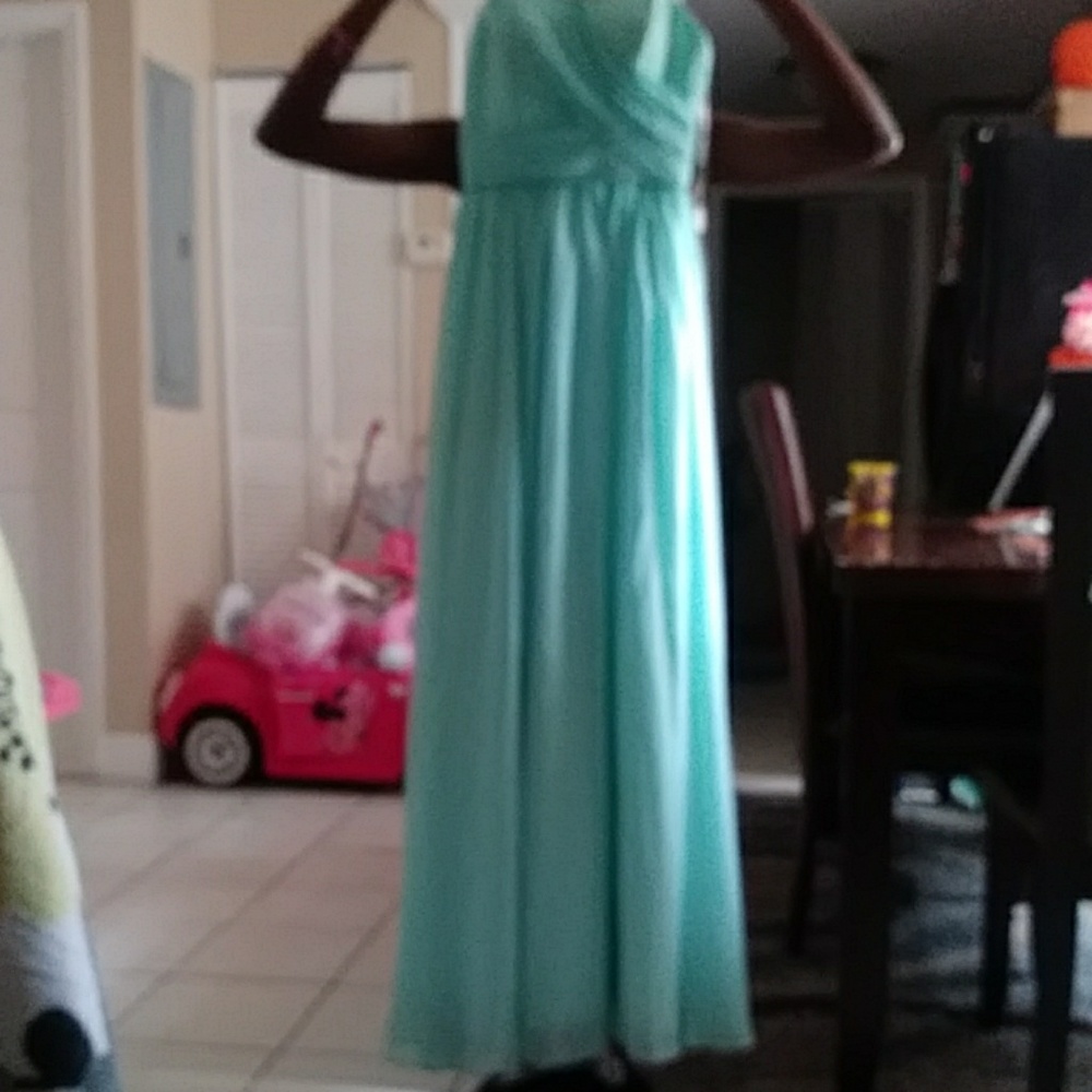 Mint green long Brides maids dress